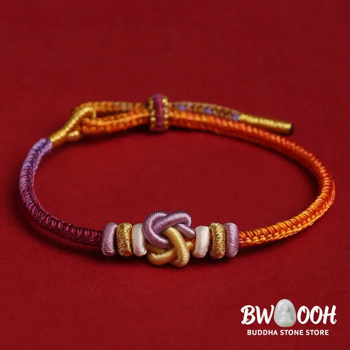 Buddha Stones Colorful String Heart Knot Protection Braided Bracelet - BWOOOH - Colorful String(Wrist Circumference: