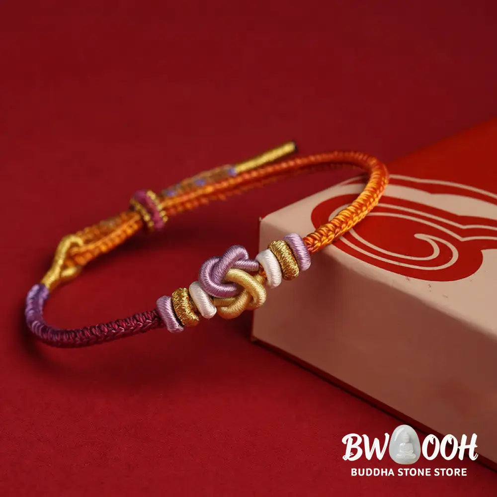 Buddha Stones Colorful String Heart Knot Protection Braided Bracelet - BWOOOH - Colorful String(Wrist Circumference: