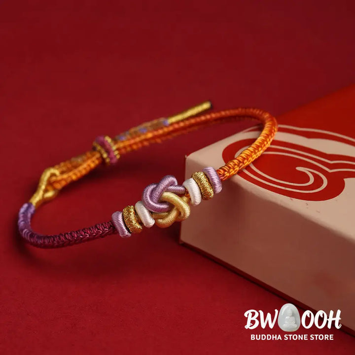 Buddha Stones Colorful String Heart Knot Protection Braided Bracelet - BWOOOH - Colorful String(Wrist Circumference: