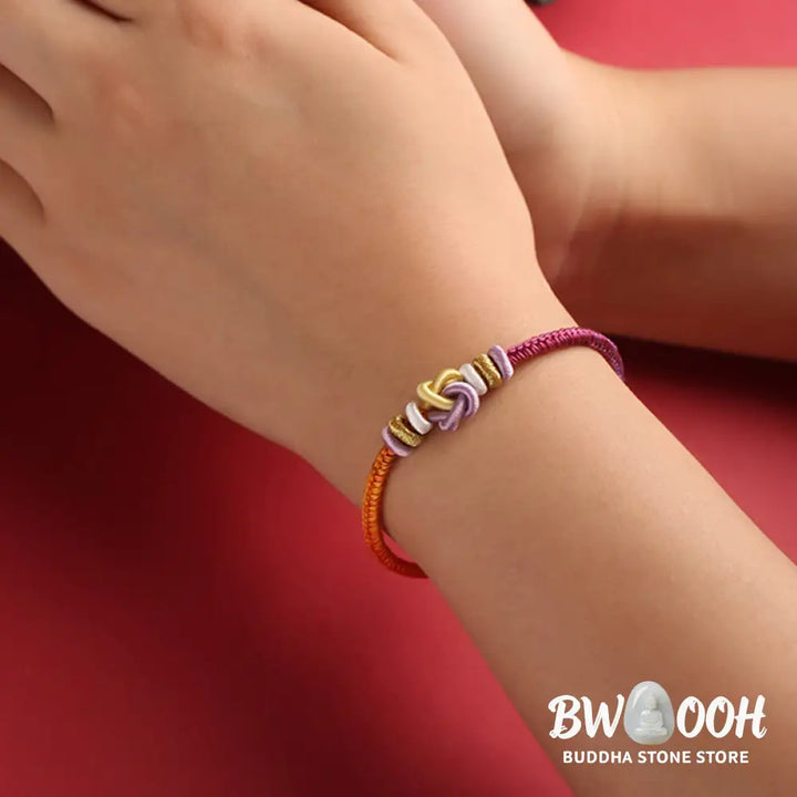 Buddha Stones Colorful String Heart Knot Protection Braided Bracelet - BWOOOH - Colorful String(Wrist Circumference: