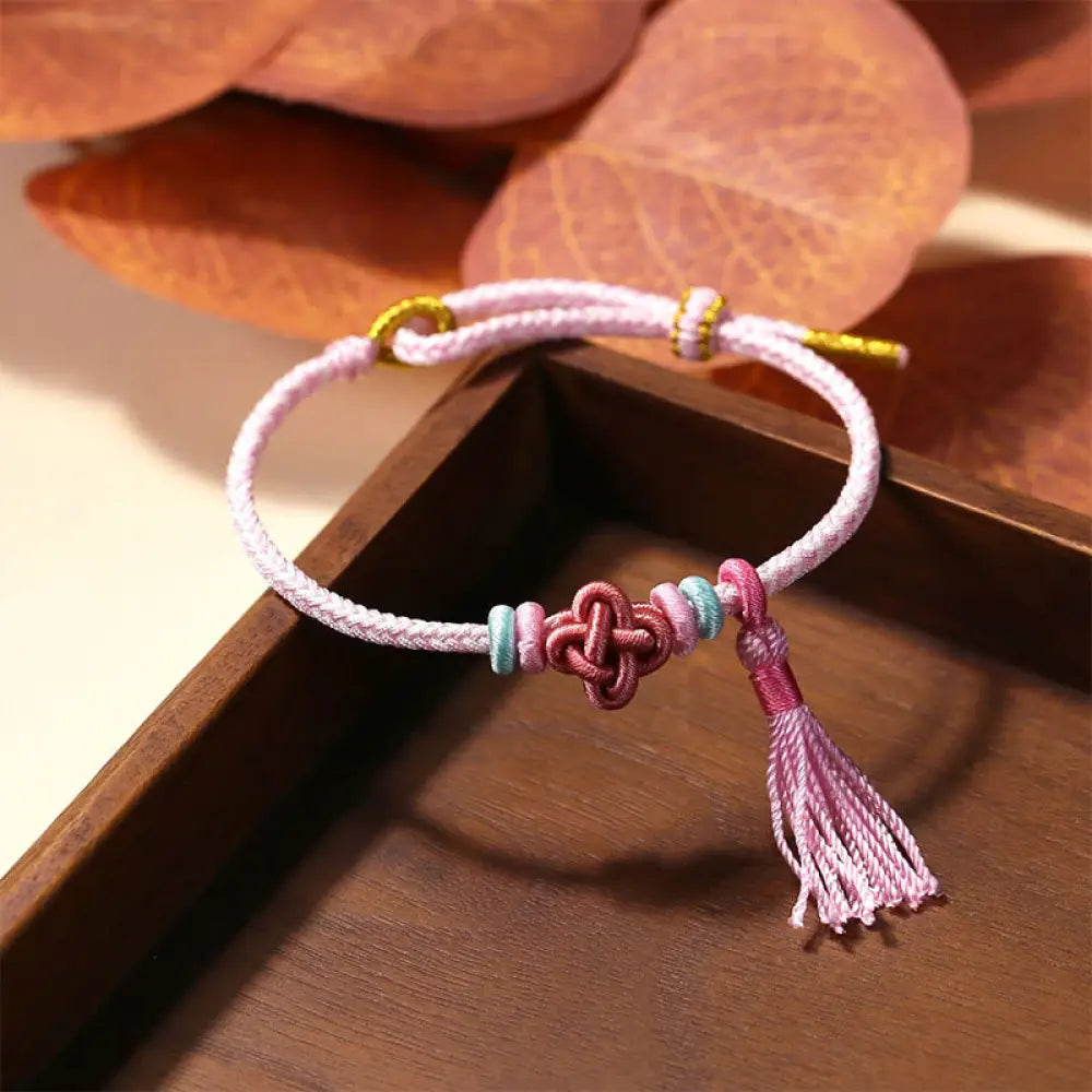 BWOOOH Colorful String Peach Blossom Knot Tassels Protection Bracelet - BWOOOH - Bracelet