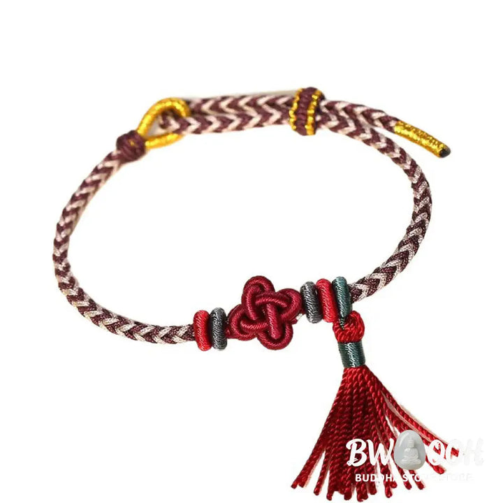 Buddha Stones Colorful String Peach Blossom Knot Tassels Protection Bracelet - BWOOOH - Bracelet