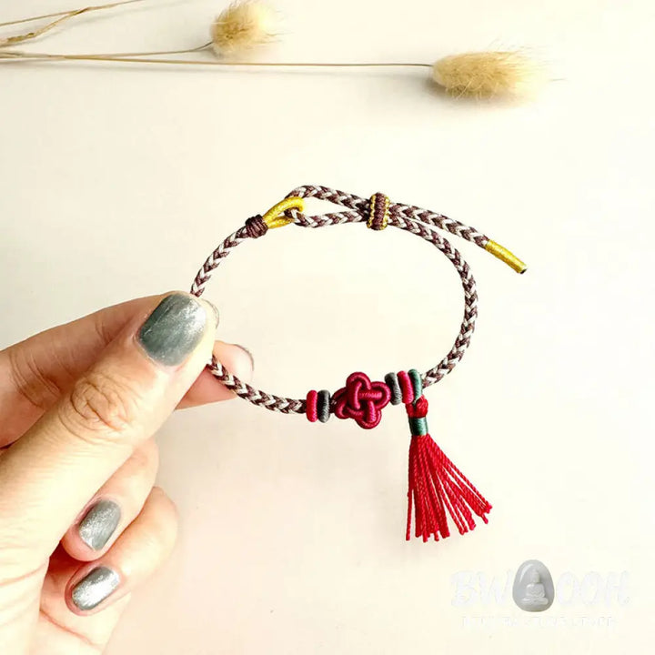Buddha Stones Colorful String Peach Blossom Knot Tassels Protection Bracelet - BWOOOH - Bracelet