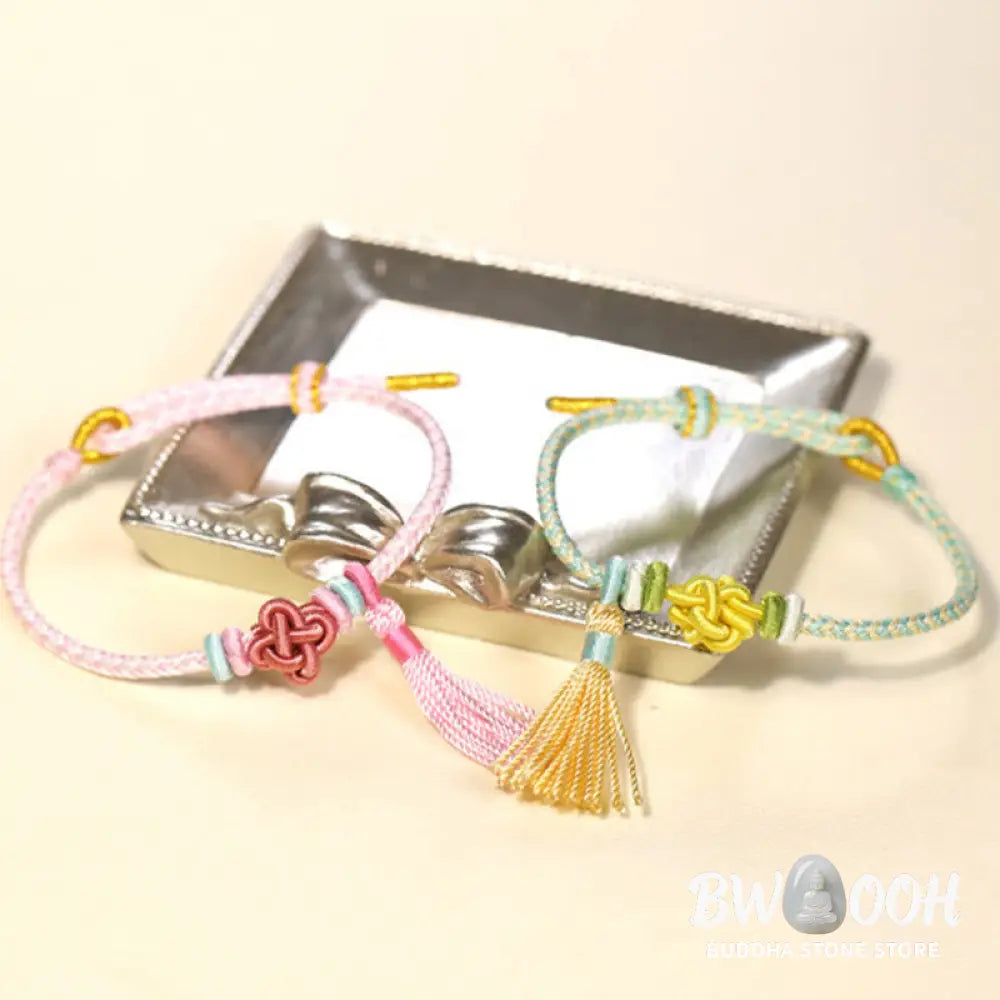 Buddha Stones Colorful String Peach Blossom Knot Tassels Protection Bracelet - BWOOOH - Bracelet