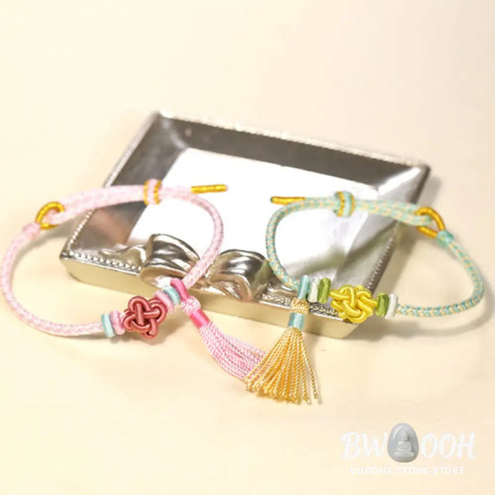 Buddha Stones Colorful String Peach Blossom Knot Tassels Protection Bracelet - BWOOOH - Bracelet