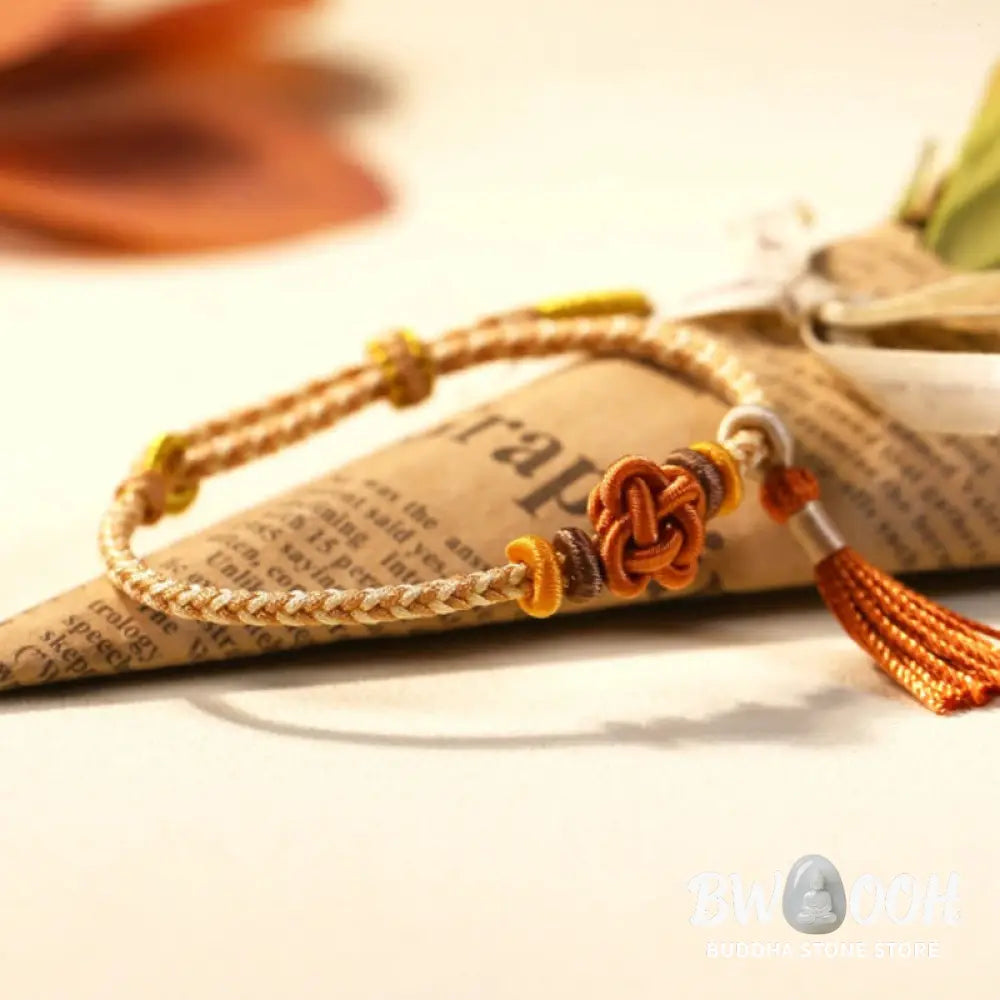 Buddha Stones Colorful String Peach Blossom Knot Tassels Protection Bracelet - BWOOOH - Bracelet