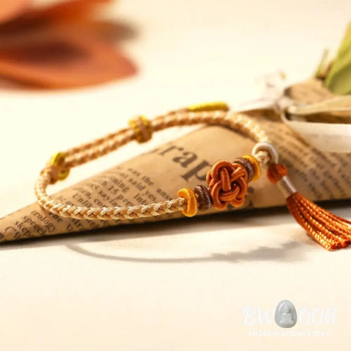 Buddha Stones Colorful String Peach Blossom Knot Tassels Protection Bracelet - BWOOOH - Bracelet