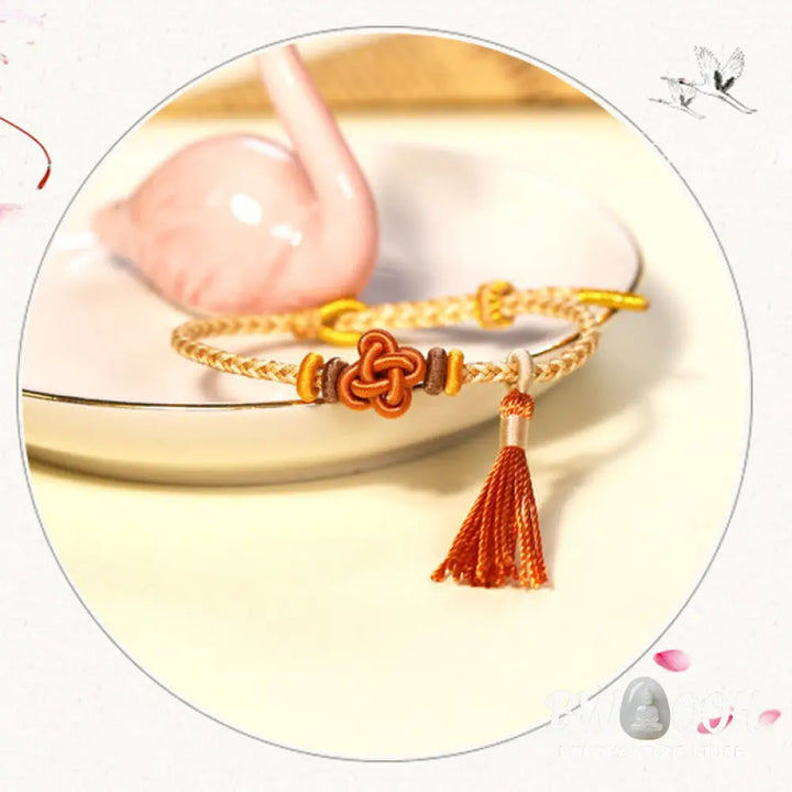 Buddha Stones Colorful String Peach Blossom Knot Tassels Protection Bracelet - BWOOOH - Bracelet