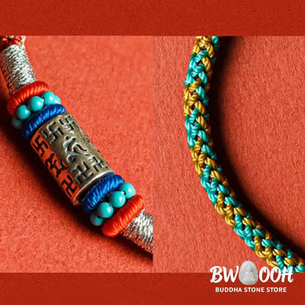 Buddha Stones Colorful String Six True Words 925 Silver Focus Bracelet - BWOOOH - Bracelet