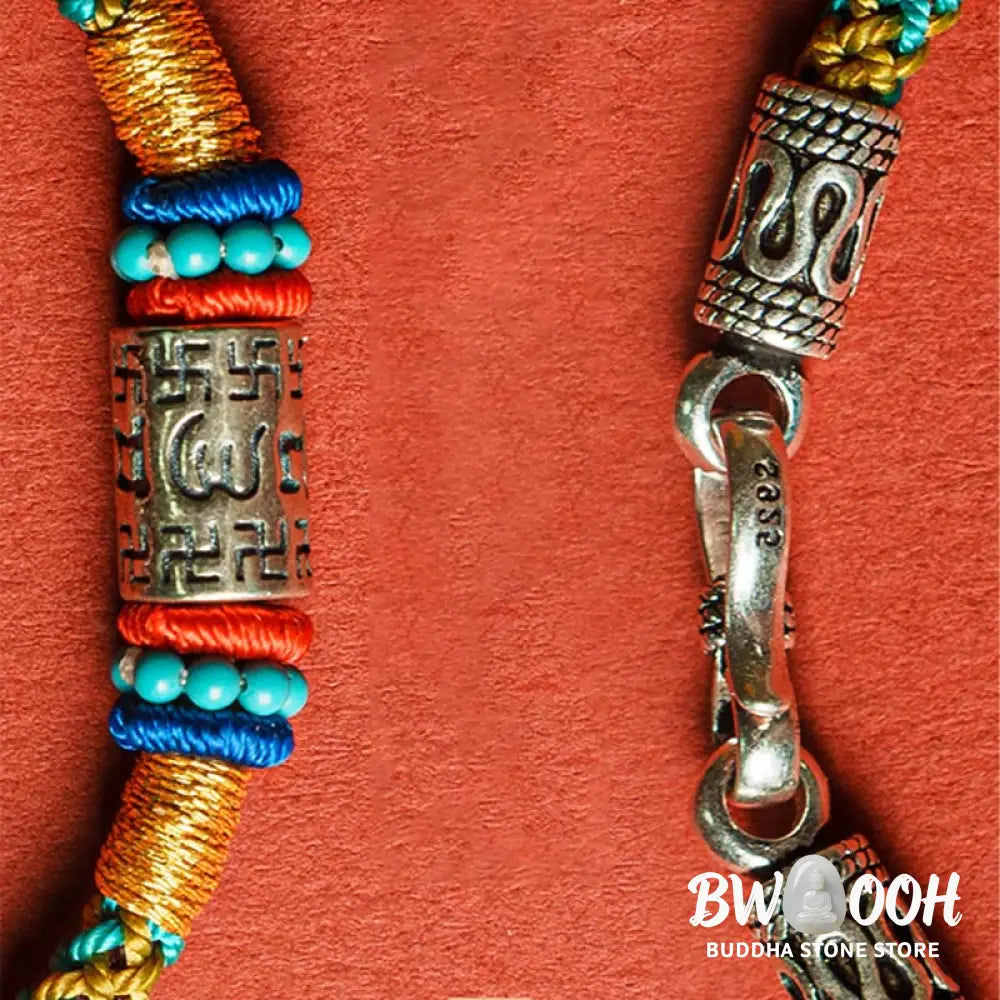 Buddha Stones Colorful String Six True Words 925 Silver Focus Bracelet - BWOOOH - Bracelet