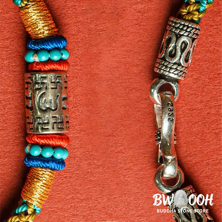 Buddha Stones Colorful String Six True Words 925 Silver Focus Bracelet - BWOOOH - Bracelet