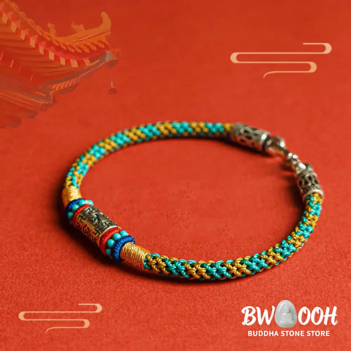 Buddha Stones Colorful String Six True Words 925 Silver Focus Bracelet - BWOOOH - Bracelet