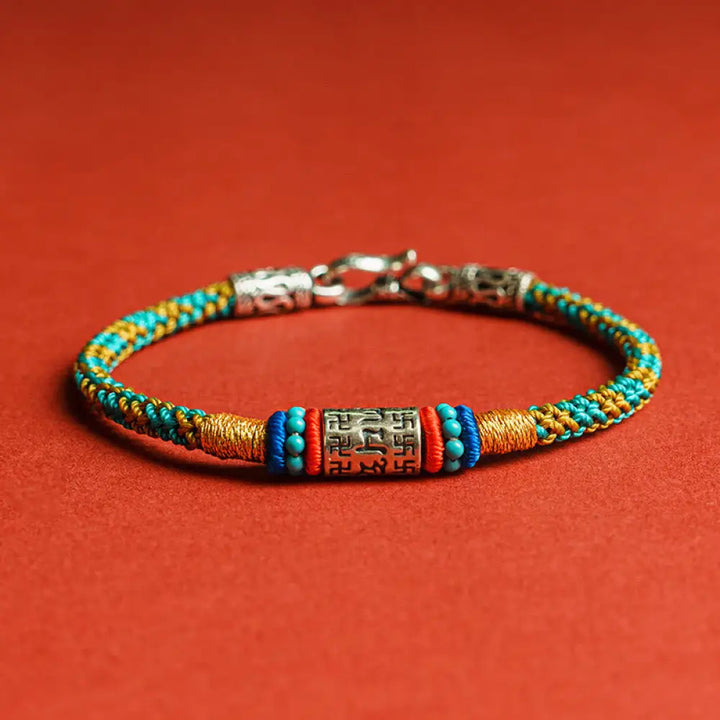 BWOOOH Colorful String Six True Words 925 Silver Focus Bracelet - BWOOOH - 925 Sterling Silver / 14cm - Bracelet