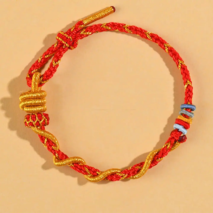 Buddha Stones Colorful String Snake Dragon Year of the Snake Luck Bracelet - BWOOOH - Red Adamantine knot - Bracelet