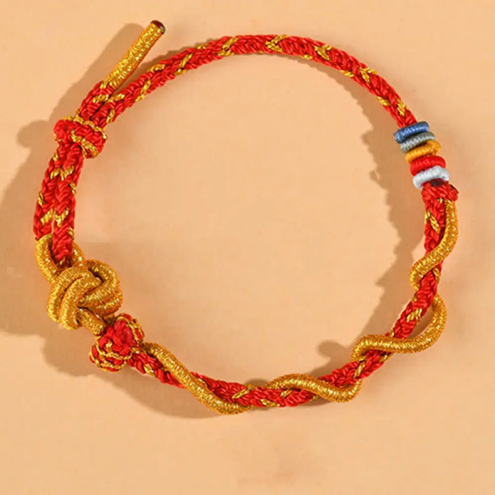 Buddha Stones Colorful String Snake Dragon Year of the Snake Luck Bracelet - BWOOOH - Red Dimple Knot - Bracelet