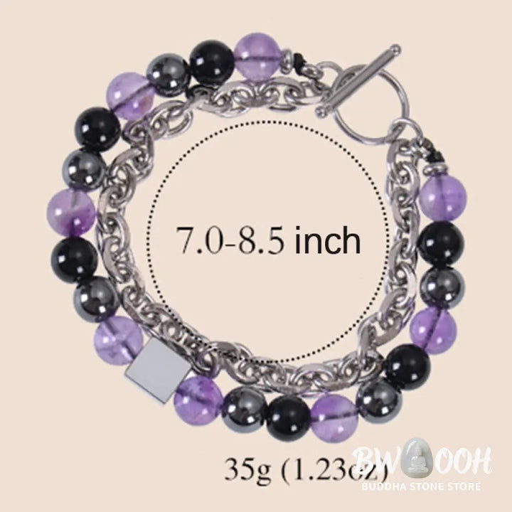 Buddha Stones Colorful Tiger Eye Frosted Stone Black Magnetite Titanium Steel Double Wrap Protection Bracelet - BWOOOH