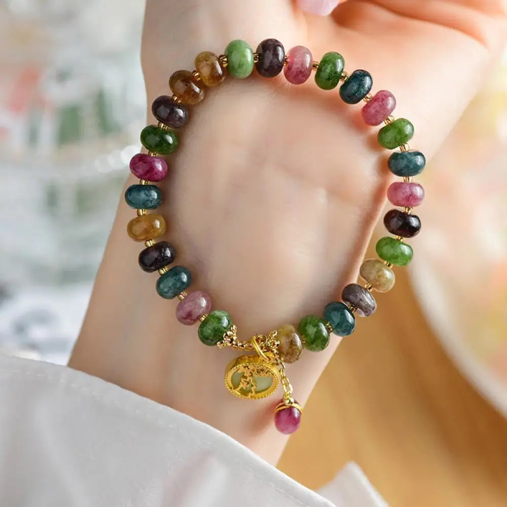 BWOOOH Colorful Tourmaline Cute Flower Rabbit Charm Love Bracelet - BWOOOH - Tourmaline(Positive♥Love)(Wrist
