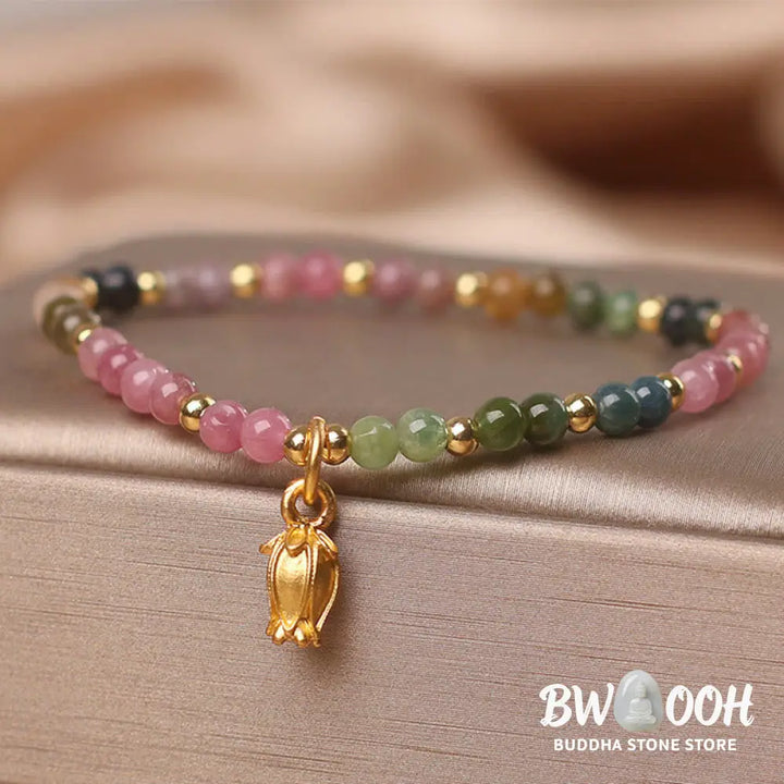 Buddha Stones Colorful Tourmaline Flowers Positive Bracelet - BWOOOH - Bracelet Anklet