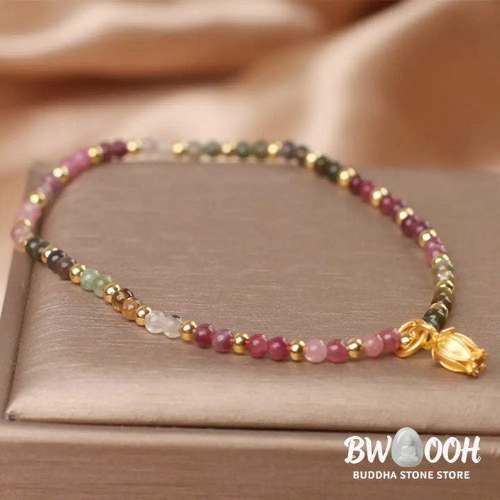 Buddha Stones Colorful Tourmaline Flowers Positive Bracelet - BWOOOH - Bracelet Anklet