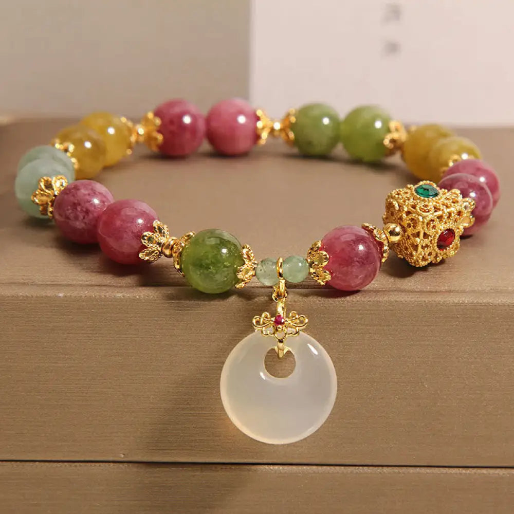 BWOOOH Colorful Tourmaline Peace Buckle Charm Wisdom Bracelet - BWOOOH - Tourmaline(Positive♥Love)(Wrist