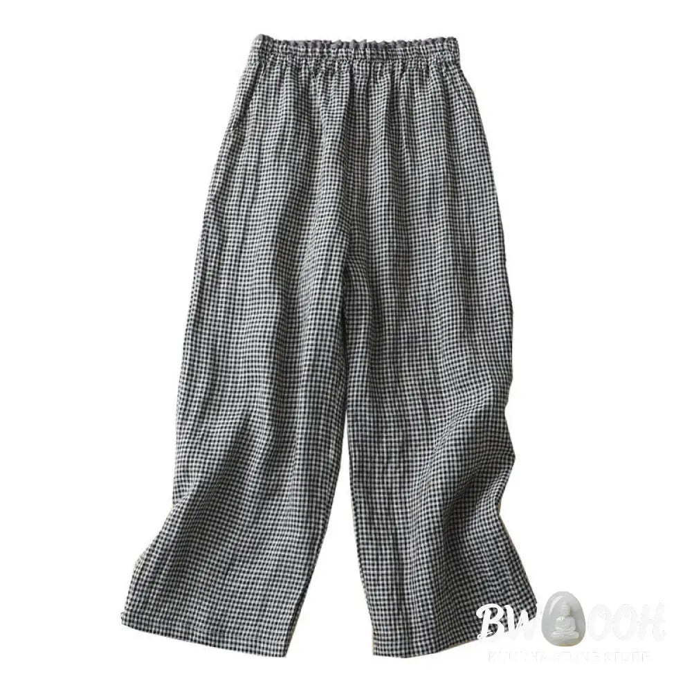 BWOOOH printed wide-leg yoga pants - Commute Casual Checkered Pattern 7-8 Len