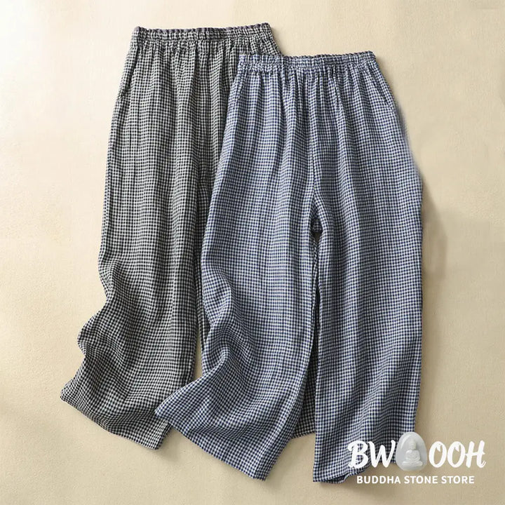 BWOOOH printed wide-leg yoga pants - Commute Casual Checkered Pattern 7-8 Len