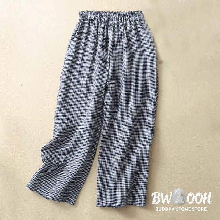 BWOOOH printed wide-leg yoga pants - Commute Casual Checkered Pattern 7-8 Len
