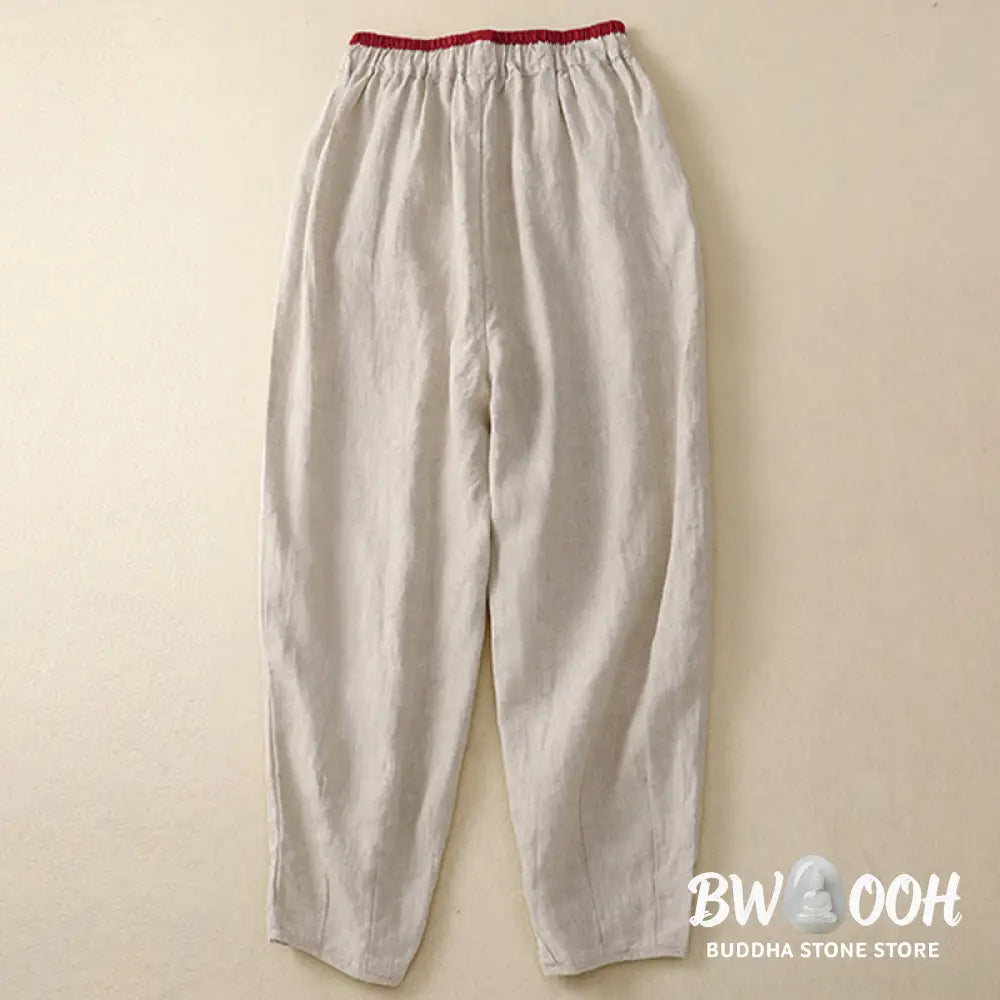 Buddha Stones Commute Color Blocking Design Women's Harem 7-8 Length Pants With Pockets - Women's Harem Pants