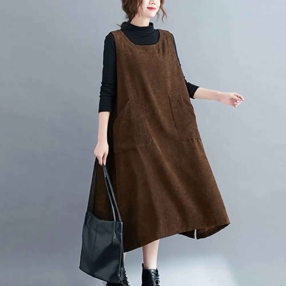 BWOOOH Commute Crew Neck Women's Sleeveless Cotton Cordur