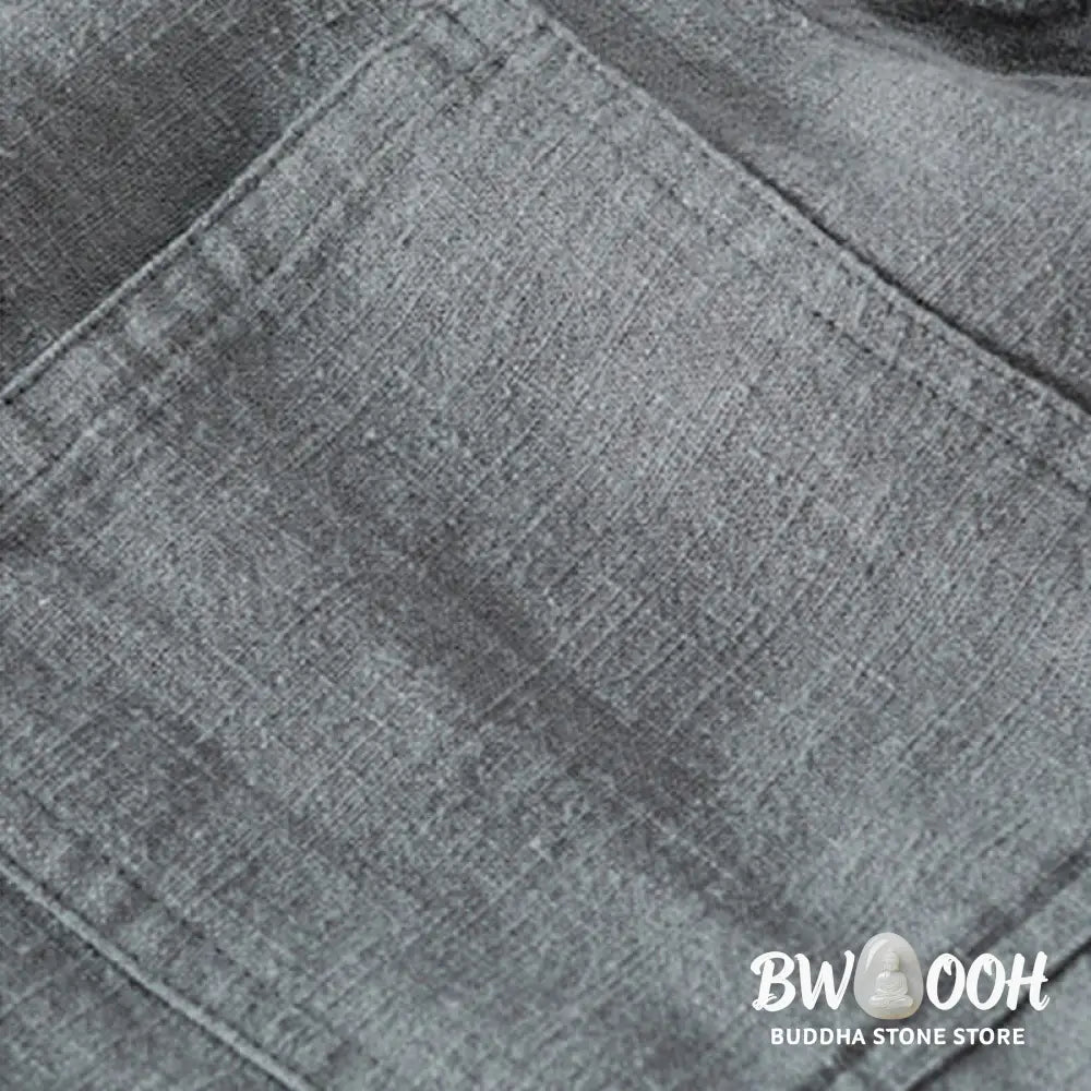 Buddha Stones Commute Fall Solid Color Lapel Men’s Long Sleeve Cotton Linen Shirt With Pocket - Men’s Shirts