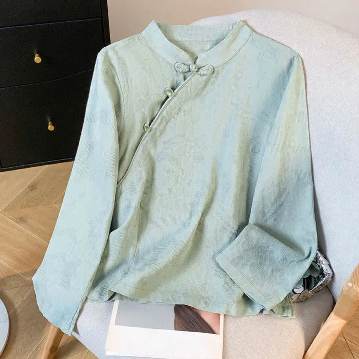 BWOOOH Commute Jacquard Chinese Frog-Button Mandarin Coll