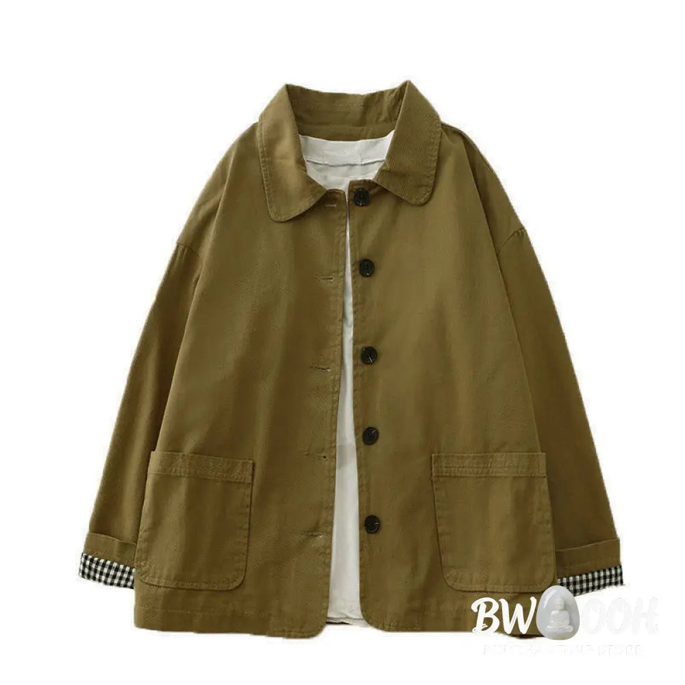 Buddha Stones Commute Patchwork Design Cotton Women’s Jacket With Pockets - Women’s Jacket