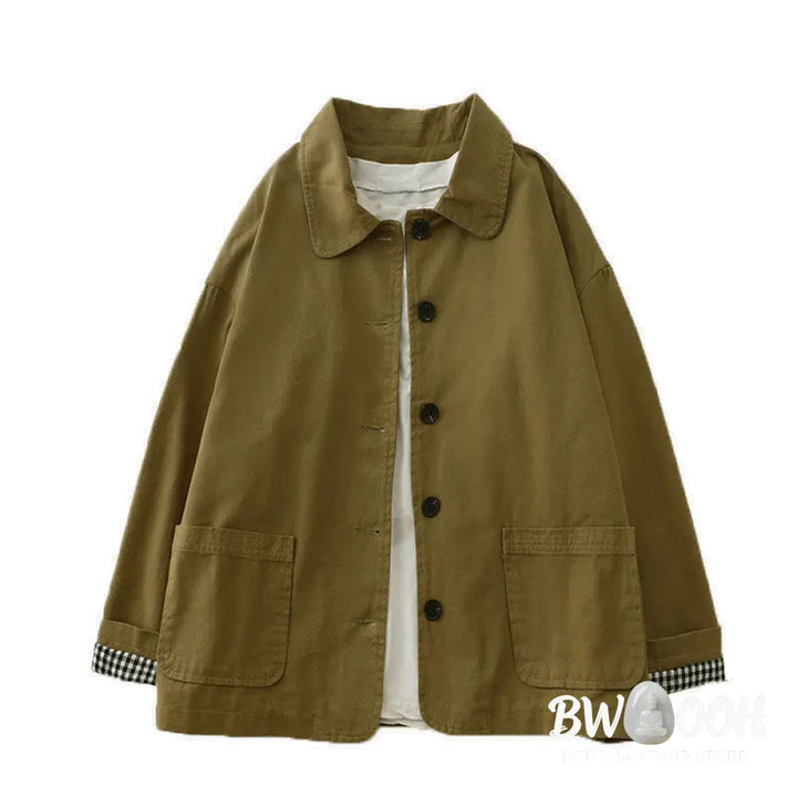Buddha Stones Commute Patchwork Design Cotton Women’s Jacket With Pockets - Women’s Jacket