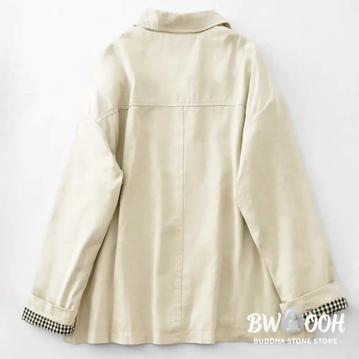 Buddha Stones Commute Patchwork Design Cotton Women’s Jacket With Pockets - Women’s Jacket
