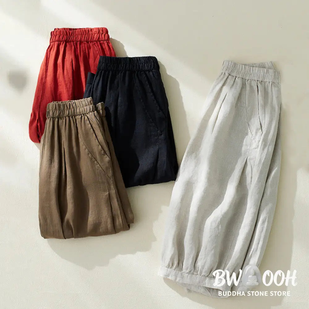 Buddha Stones Commute Pure Color High Waist Women’s Harem Pants With Pockets - Women’s Harem Pants