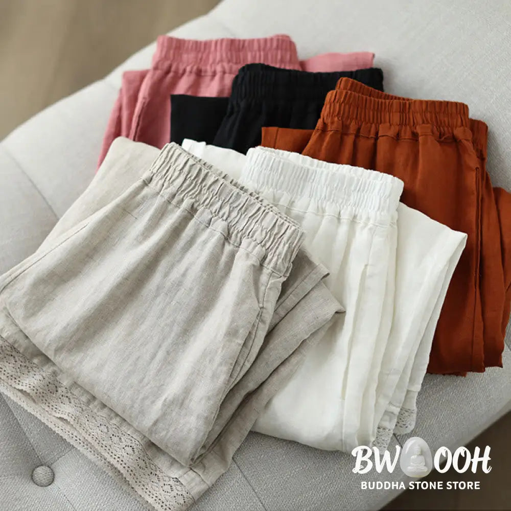 BWOOOH printed wide-leg yoga pants - Commute Retro Plain Lace Patchwork Desig