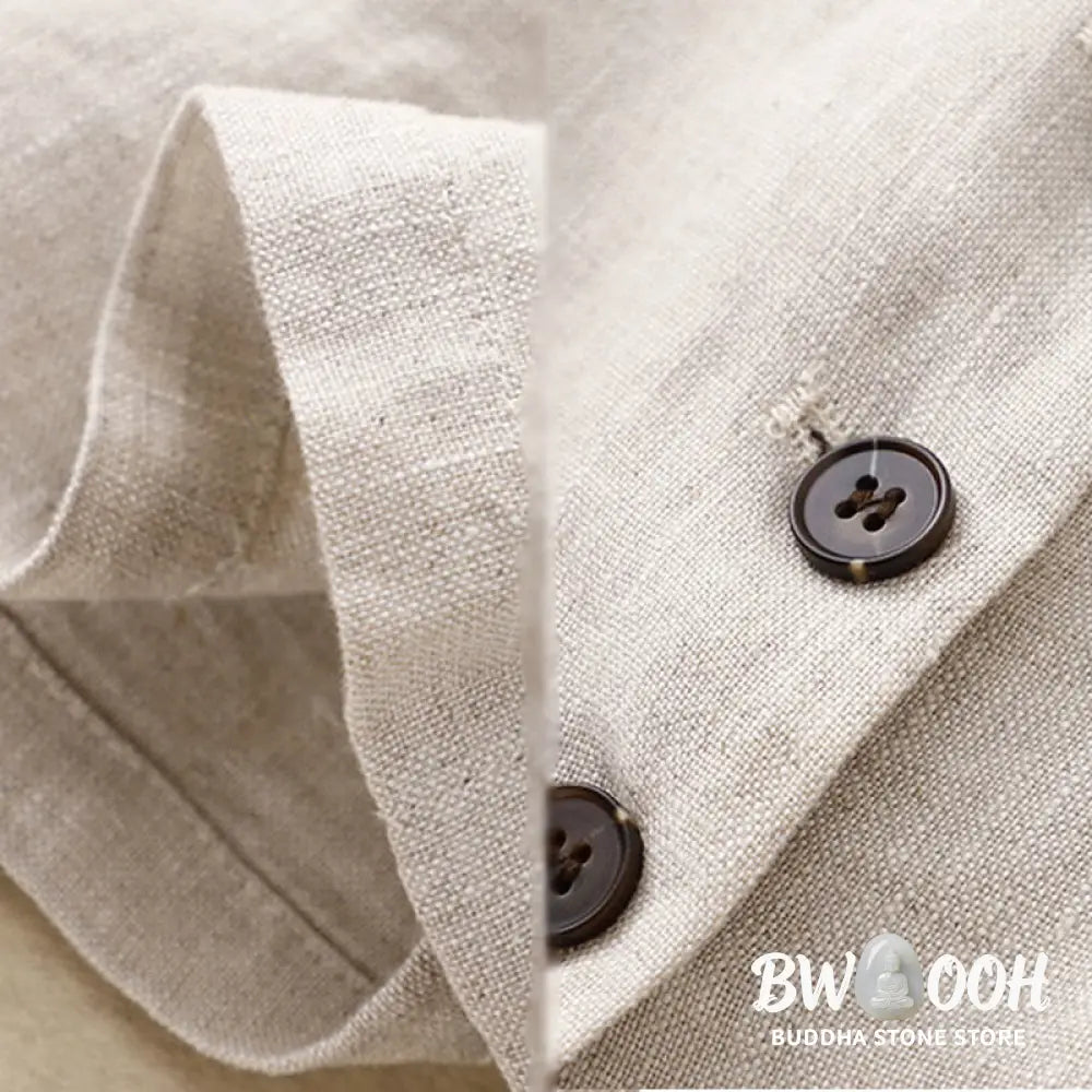 Buddha Stones Commute Retro Pure Color Lapel Cotton Linen Women’s Jacket With Pockets - Women’s Jacket