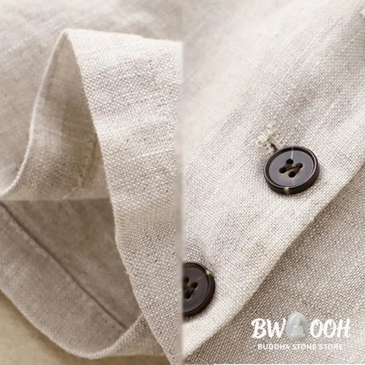 Buddha Stones Commute Retro Pure Color Lapel Cotton Linen Women’s Jacket With Pockets - Women’s Jacket