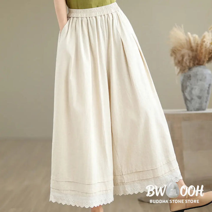 BWOOOH printed wide-leg yoga pants - Commute Simple Lace Design 7-8 Length Wo