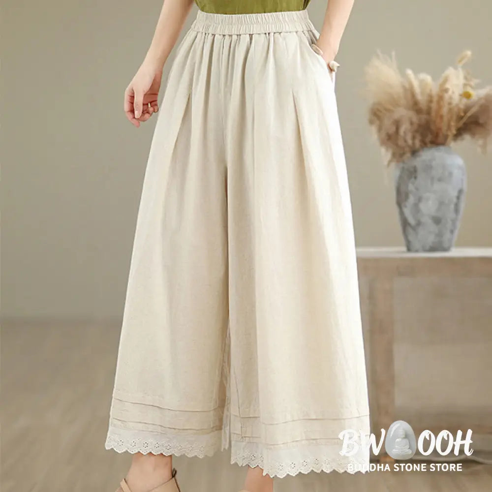 BWOOOH printed wide-leg yoga pants - Commute Simple Lace Design 7-8 Length Wo