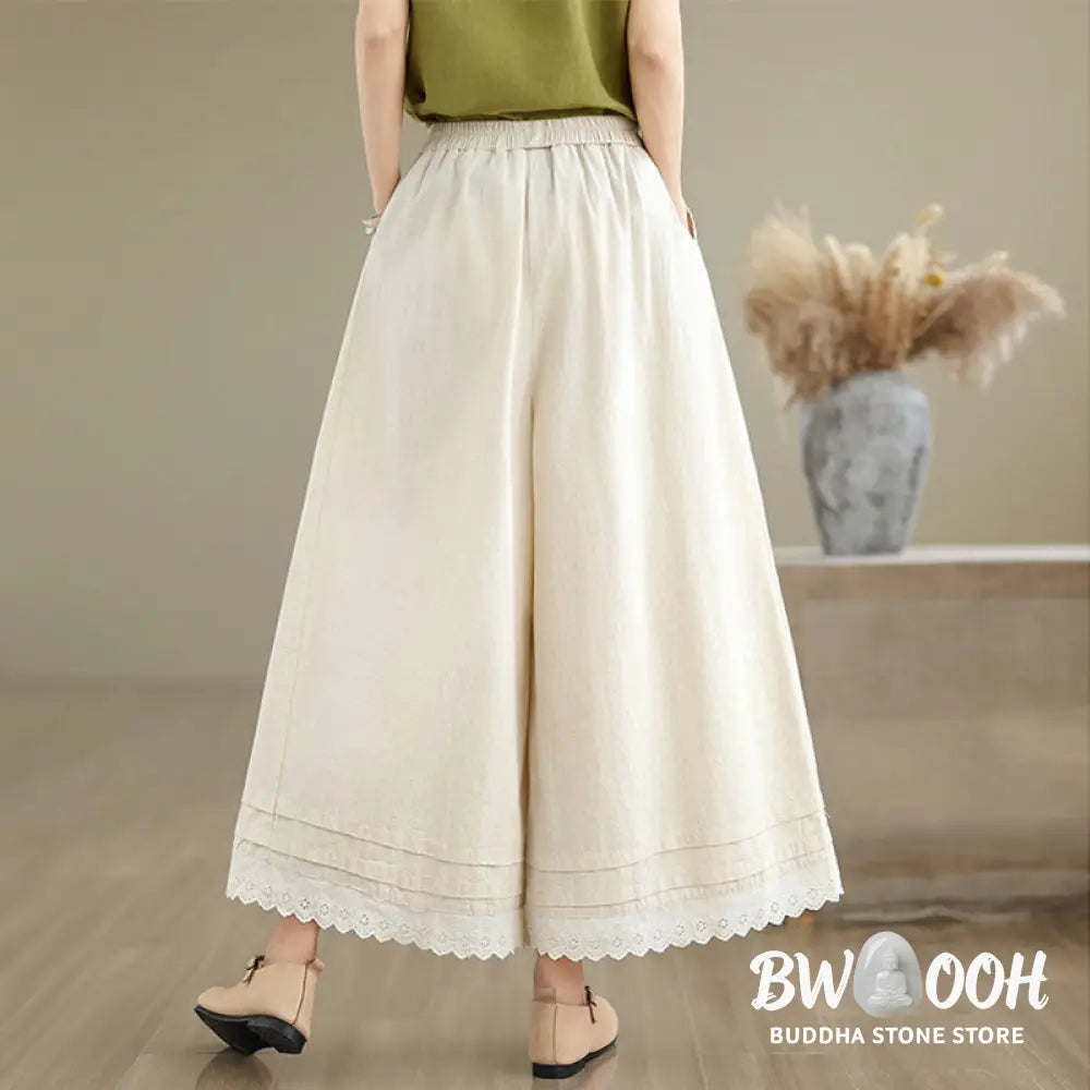 BWOOOH printed wide-leg yoga pants - Commute Simple Lace Design 7-8 Length Wo