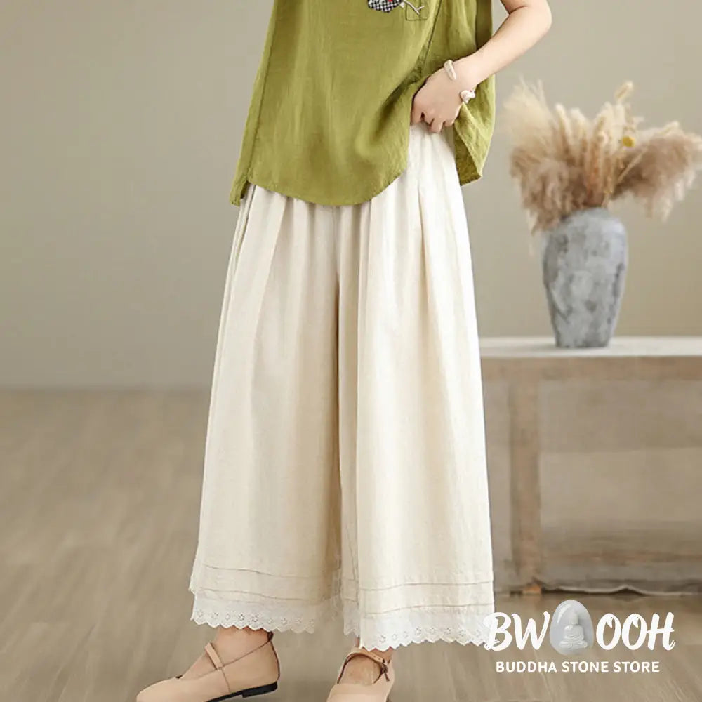 BWOOOH printed wide-leg yoga pants - Commute Simple Lace Design 7-8 Length Wo