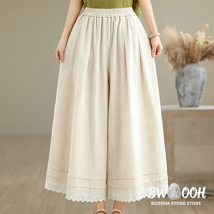 BWOOOH printed wide-leg yoga pants - Commute Simple Lace Design 7-8 Length Wo