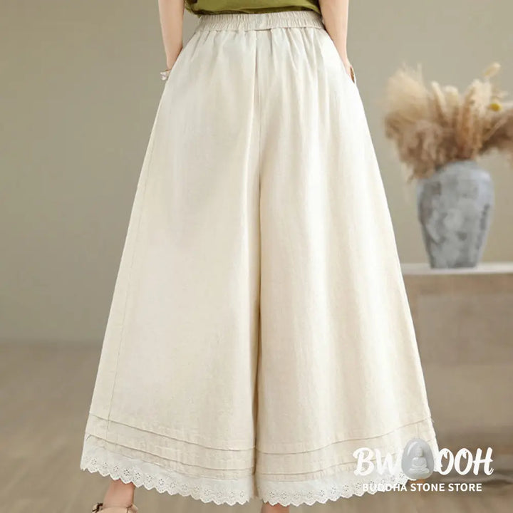 BWOOOH printed wide-leg yoga pants - Commute Simple Lace Design 7-8 Length Wo