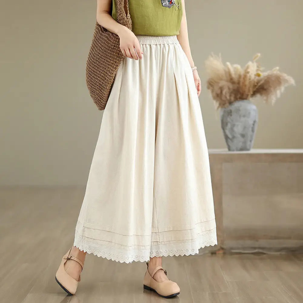 BWOOOH printed wide-leg yoga pants - Commute Simple Lace Design 7-8 Length Wo