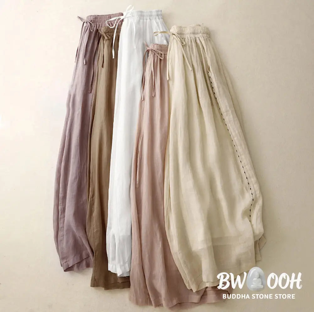 BWOOOH printed wide-leg yoga pants - Commute Solid Color Embroidery Drawstrin