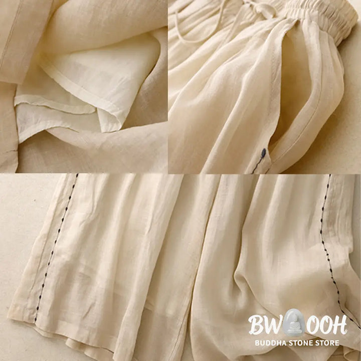 BWOOOH printed wide-leg yoga pants - Commute Solid Color Embroidery Drawstrin