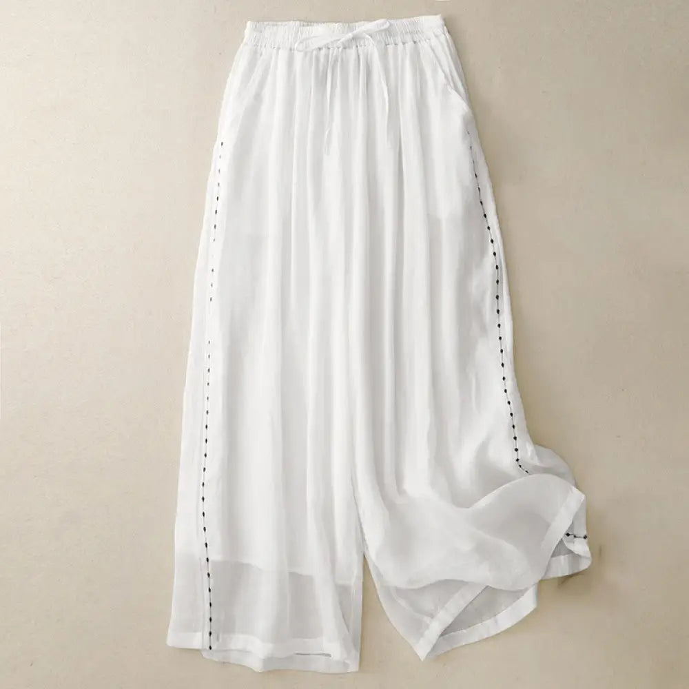 BWOOOH printed wide-leg yoga pants - Commute Solid Color Embroidery Drawstrin