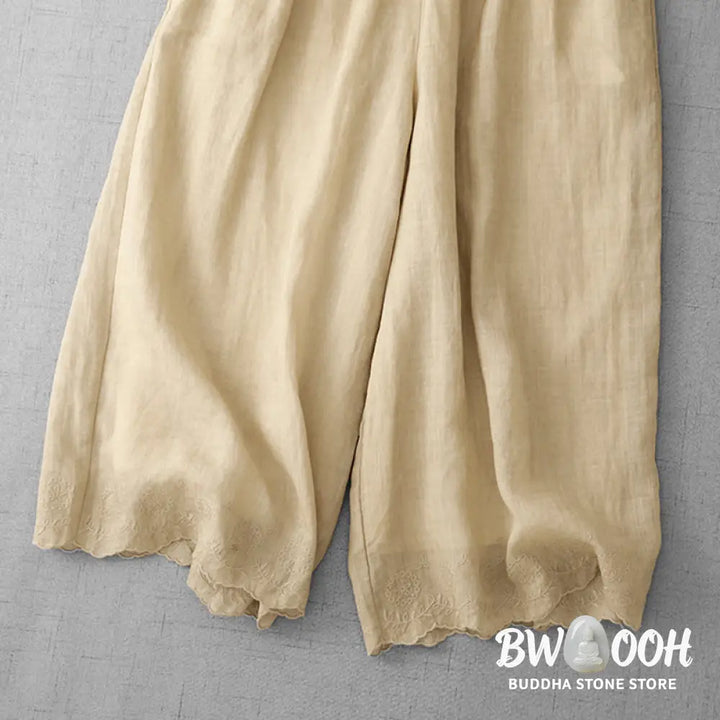 BWOOOH printed wide-leg yoga pants - Commute Solid Color Lace Embroidery Desi