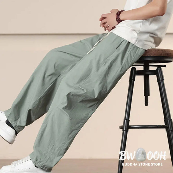 Buddha Stones Commute Spring Solid Color Drawstring Men’s Harem Pants With Pockets - Men’s Harem Pants